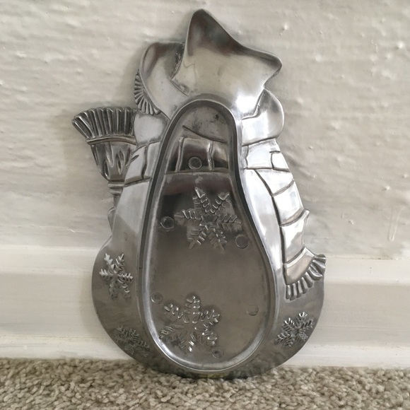 Matt Silver Festive Holiday Winter Snowman Trinket Dish - Picture 2 of 9